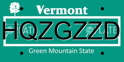 HQZGZZD Vermont License Plate