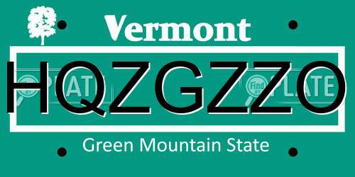 HQZGZZO Vermont License Plate