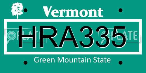 HRA335 Vermont License Plate