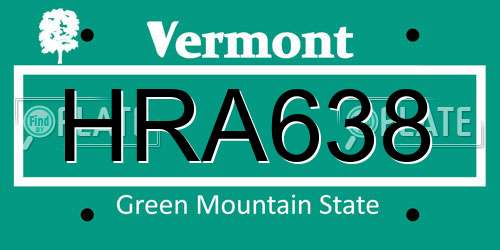 HRA638 Vermont License Plate
