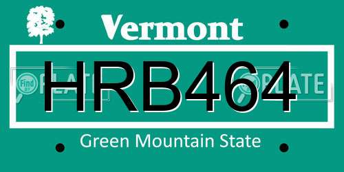 HRB464 Vermont License Plate