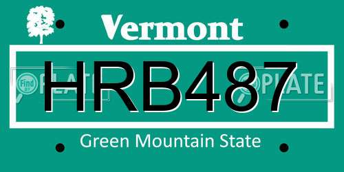 HRB487 Vermont License Plate