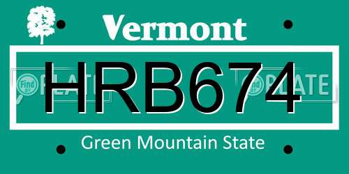 HRB674 Vermont License Plate