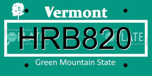 HRB820 Vermont License Plate