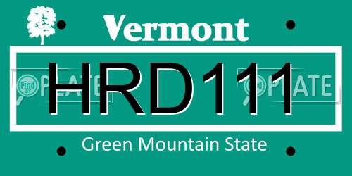HRD111 Vermont License Plate