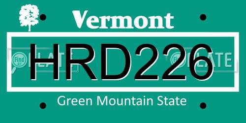 HRD226 Vermont License Plate