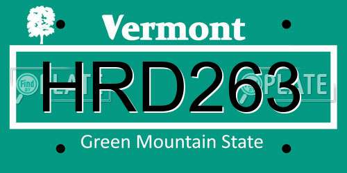 HRD263 Vermont License Plate