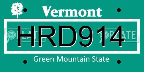 HRD914 Vermont License Plate
