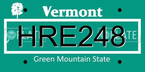 HRE248 Vermont License Plate