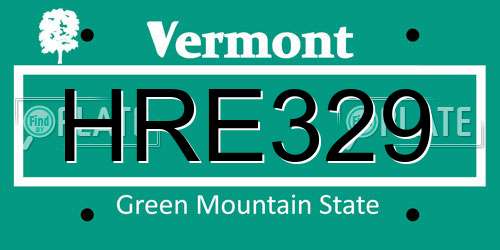 HRE329 Vermont License Plate