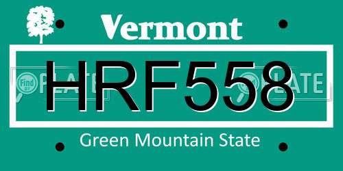 HRF558 Vermont License Plate