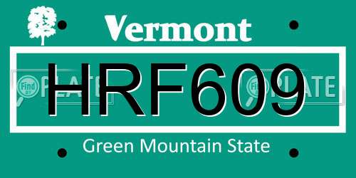 HRF609 Vermont License Plate