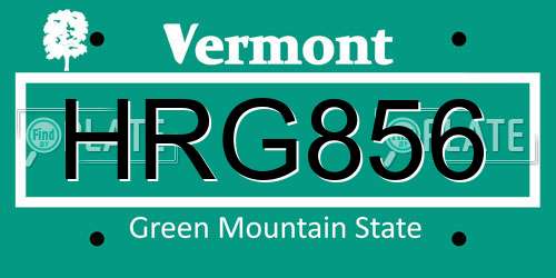 HRG856 Vermont License Plate