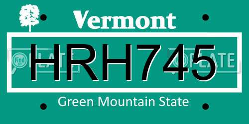 HRH745 Vermont License Plate