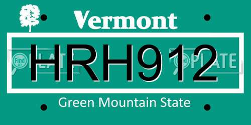 HRH912 Vermont License Plate
