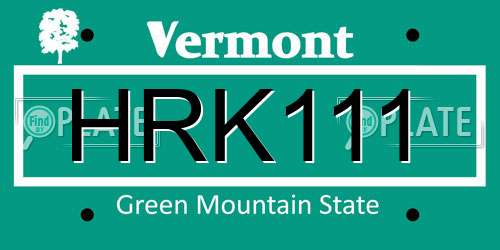 HRK111 Vermont License Plate