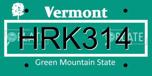 HRK314 Vermont License Plate