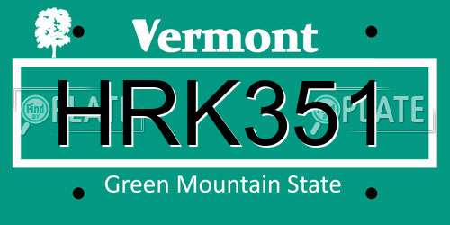 HRK351 Vermont License Plate