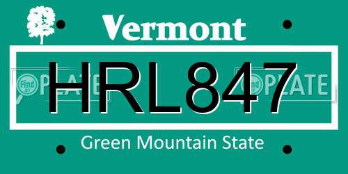 HRL847 Vermont License Plate