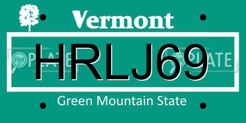 HRLJ69 Vermont License Plate