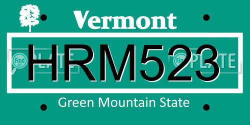 HRM523 Vermont License Plate