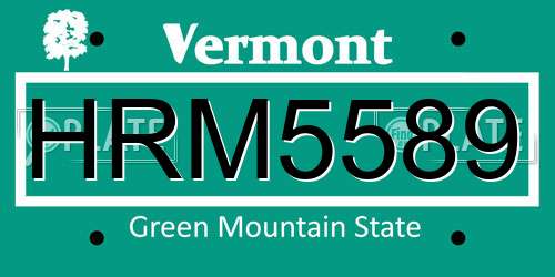 HRM5589 Vermont License Plate