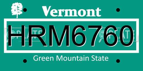 HRM6760 Vermont License Plate