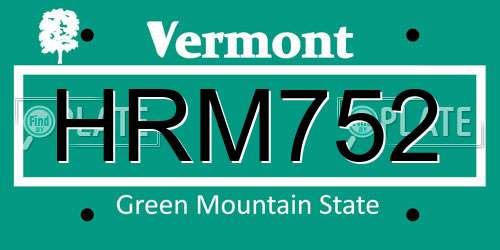 HRM752 Vermont License Plate