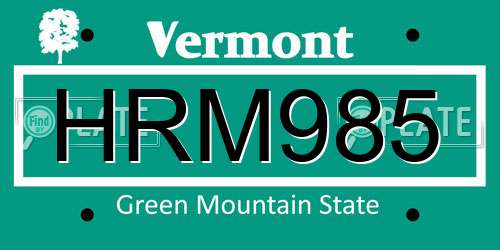 HRM985 Vermont License Plate