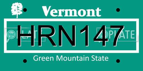 HRN147 Vermont License Plate