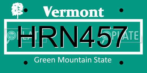 HRN457 Vermont License Plate