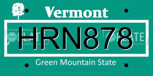 HRN878 Vermont License Plate