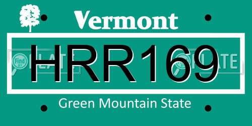 HRR169 Vermont License Plate