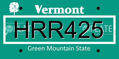 HRR425 Vermont License Plate