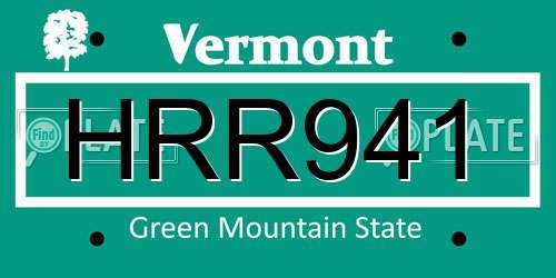 HRR941 Vermont License Plate