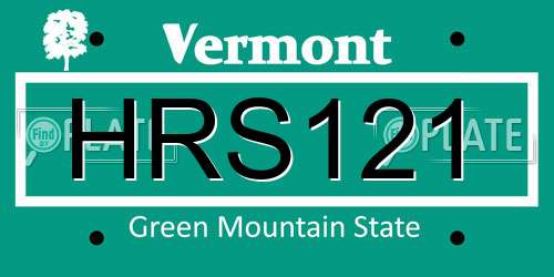 HRS121 Vermont License Plate