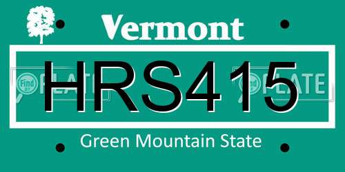 HRS415 Vermont License Plate