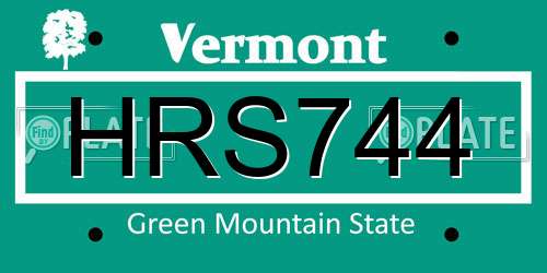 HRS744 Vermont License Plate