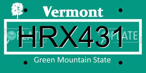 HRX431 Vermont License Plate