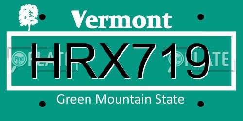 HRX719 Vermont License Plate