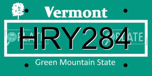 HRY284 Vermont License Plate