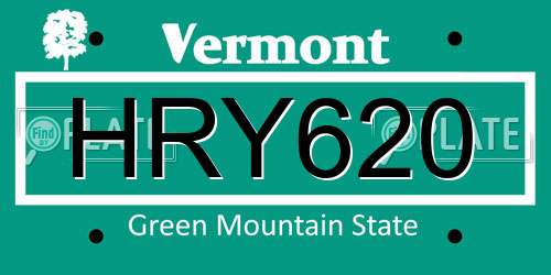 HRY620 Vermont License Plate