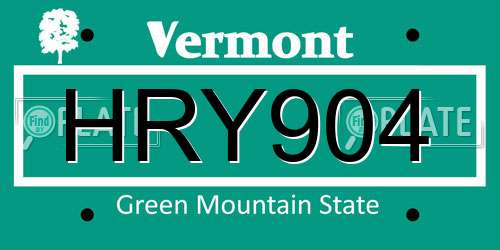 HRY904 Vermont License Plate
