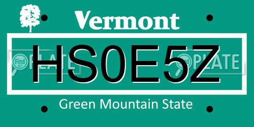 HS0E5Z Vermont License Plate