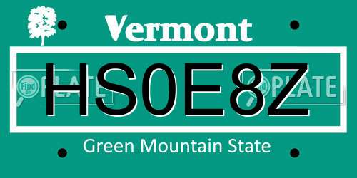 HS0E8Z Vermont License Plate