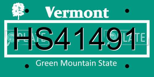 HS41491 Vermont License Plate