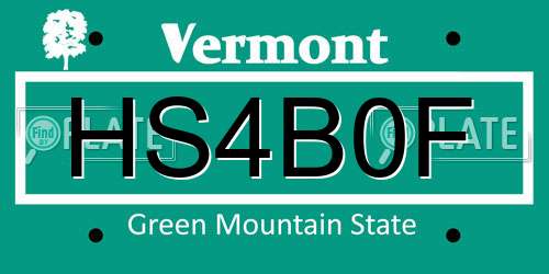 HS4B0F Vermont License Plate