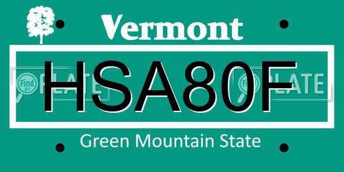 HSA80F Vermont License Plate