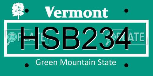 HSB234 Vermont License Plate