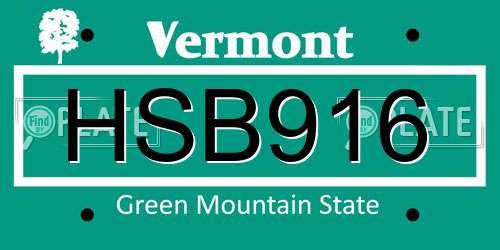 HSB916 Vermont License Plate